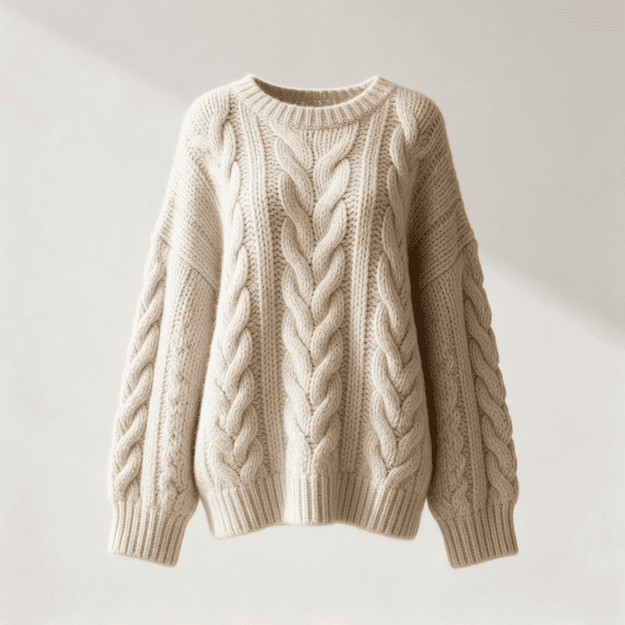 Mirelle oversize pinājuma džemperis – auzu krāsā